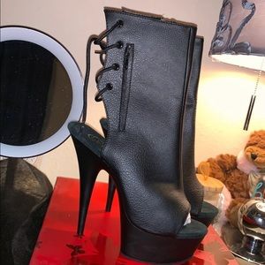 Pleaser open toed stripper heel booties